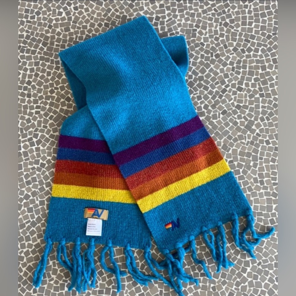 Rare Aviator Nation Retro Wool Scarf BLUE